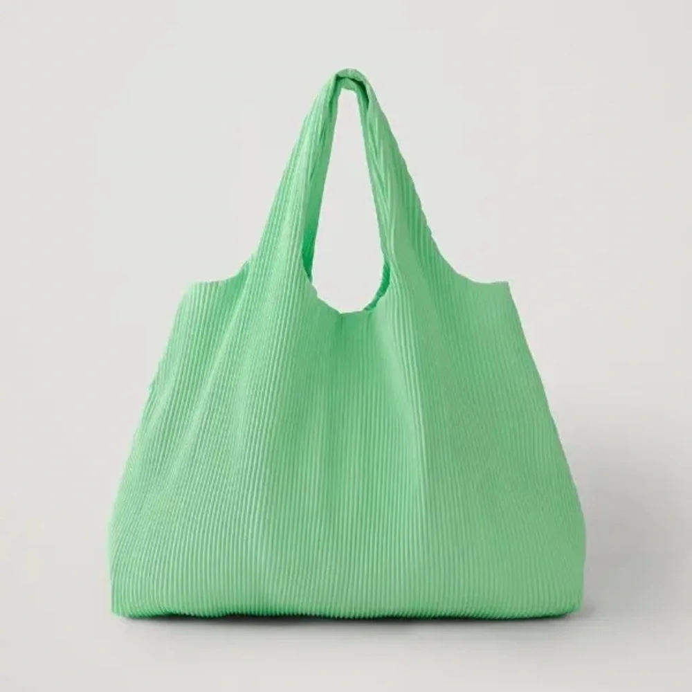 COS Mint Green Pleated Tote Bag